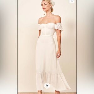 Reformation Butterfly Strapless Cream Dress